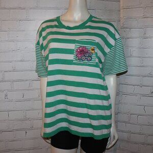 🌿🤍💚 Suburbans Tee · Garden Stripe · Size XL